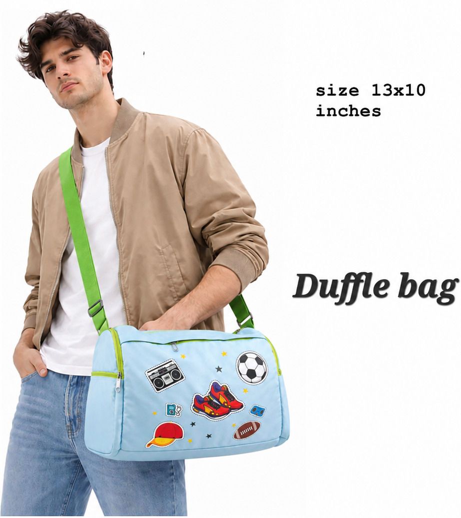5 L Hand Duffel Bag - DUFFEL BAG WITH PATCHES FOR KIDS AND YOUNGSTERS - Blue - Regular Capacity-image-46