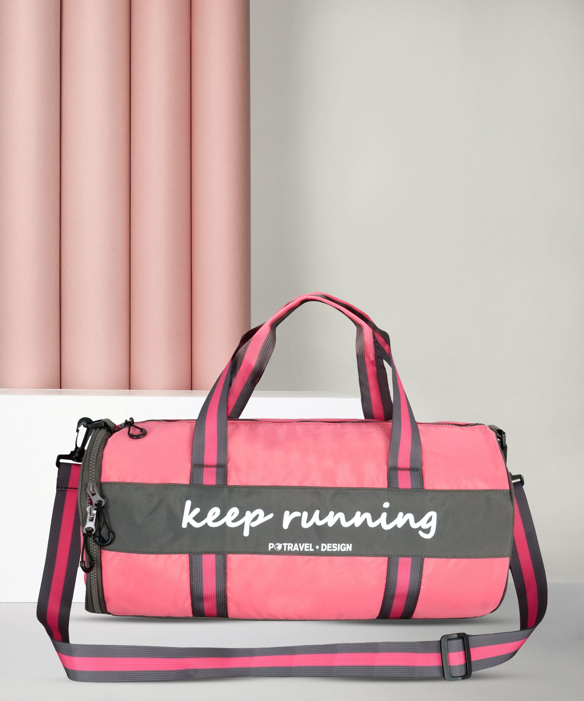 21.5 L Gym Duffel Bag - Duffle/Shoulder/Gym Sports Bag Separate Shoes & Wet Pocket Compartment - Pink-image-32