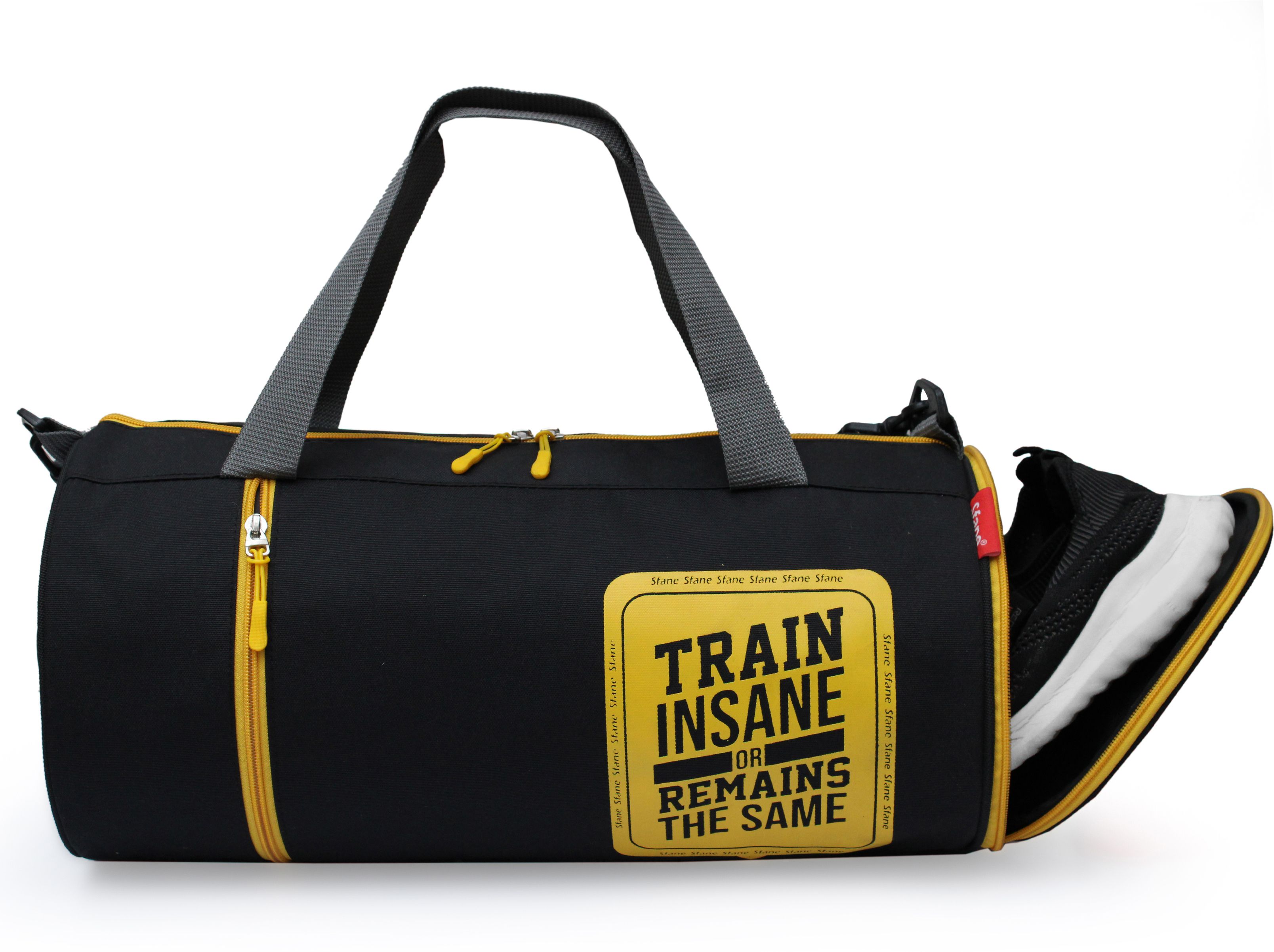 21 L Gym Duffel Bag - Men & Women Black Sports Duffel with Shoe Compartment - Yellow, Black-image-13