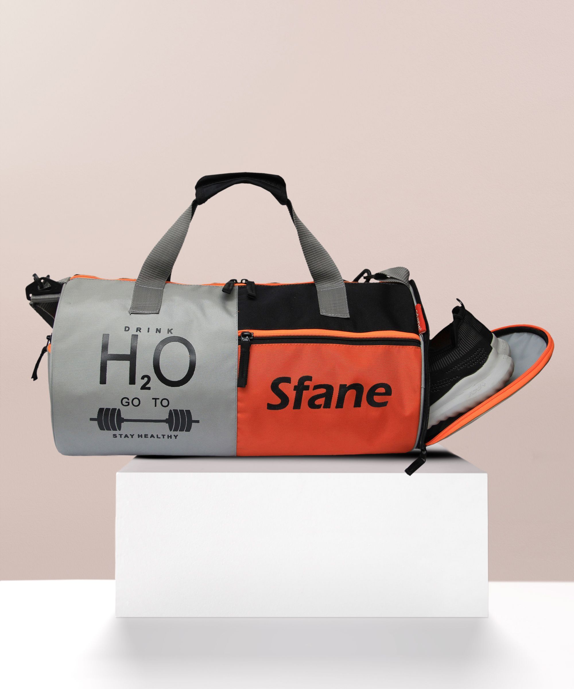 25 L Gym Duffel Bag - Men & Women Orange Sports Duffel - Orange, Grey-image-29