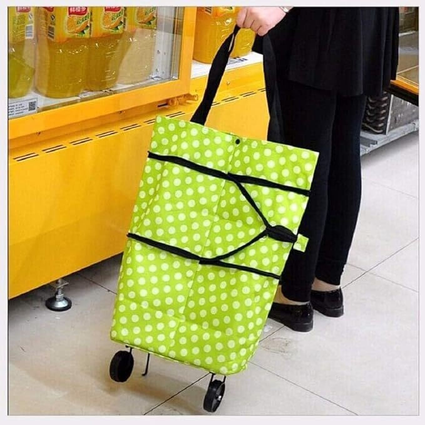 10 L Strolley Duffel Bag - Folding Trolly Shopping Travel Bag for Vegetables and Grocery Waterproof Bag - Multicolor - Regular Capacity-image-6