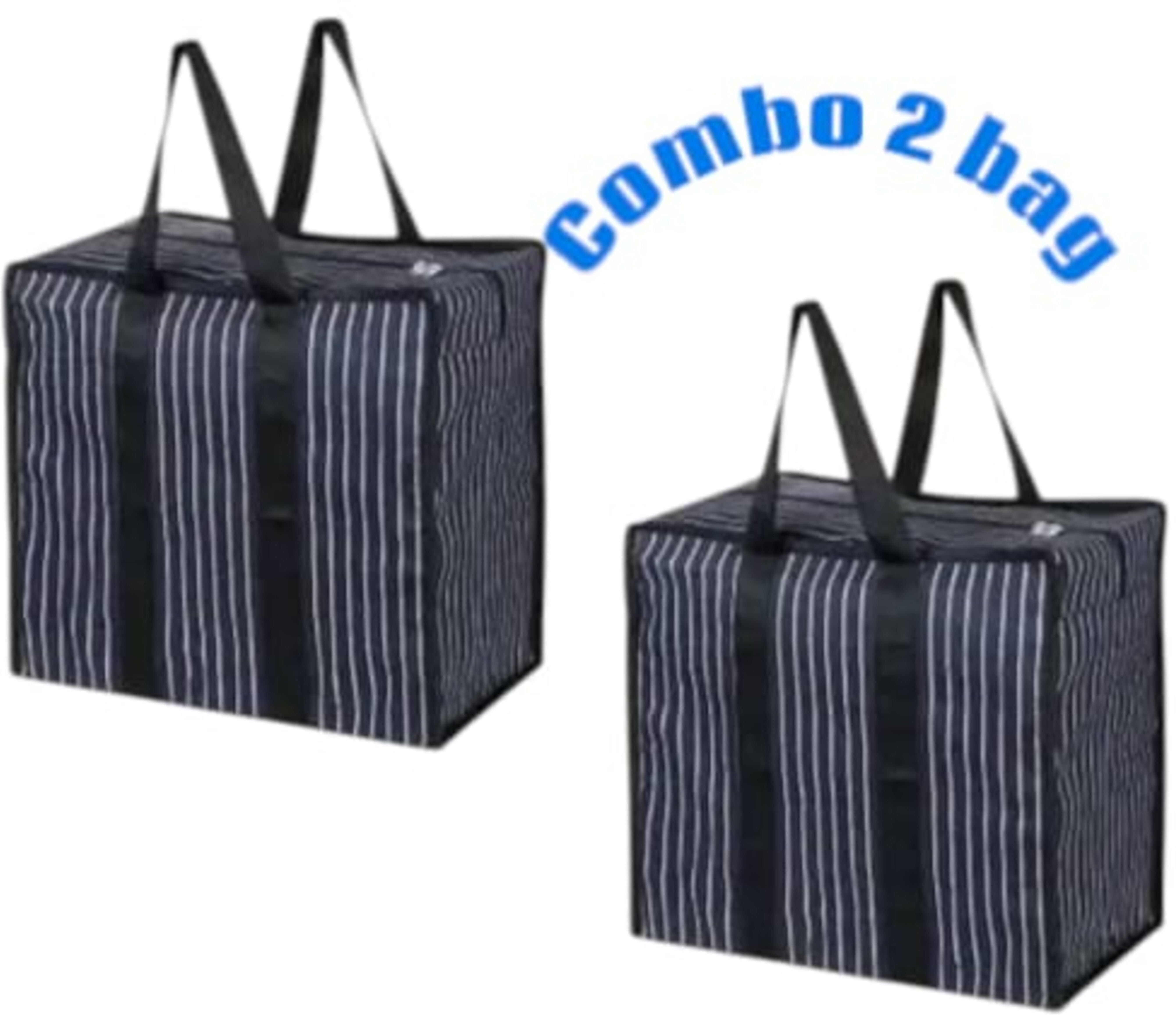 80 L Hand Duffel Bag - Hand Duffel Bag-Grocery vegetable shopping and Covers Zip Bags-Pack of 2-Black - Black - Large Capacity-image-24
