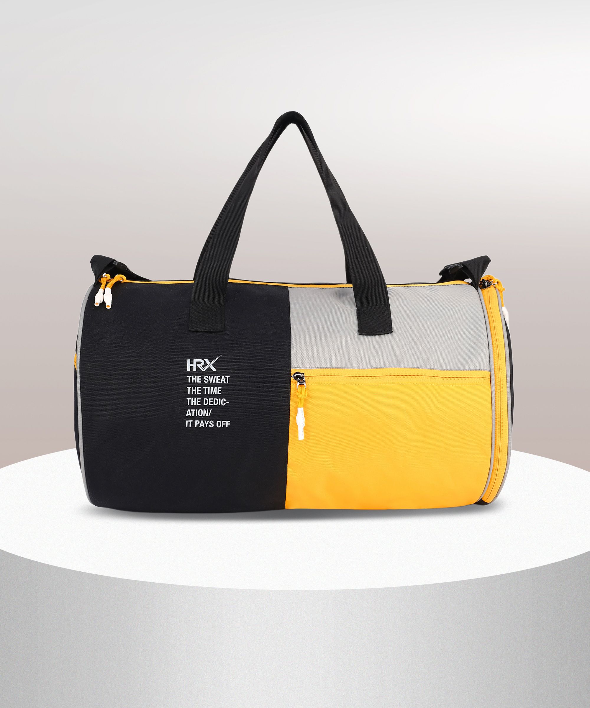 35 L Gym Duffel Bag - travel duffle luggage bag / gym sports bag for men & women with shoe compartment - Yellow, Black, Grey-image-13