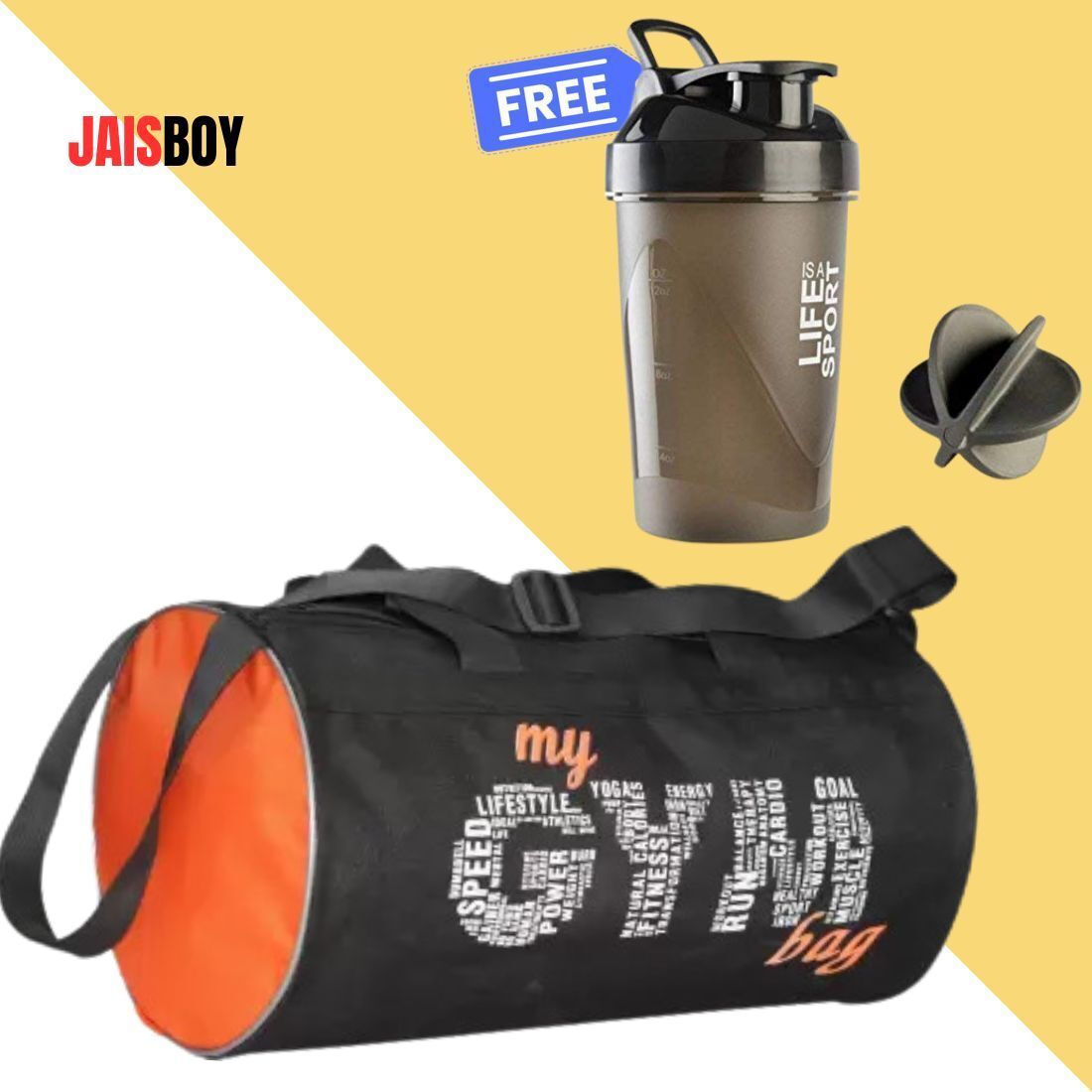 15 L Gym Duffel Bag - Combo Set Pack Of Shaker Bottle 100% Leak proof Shaker Bottle with Gym bag - Orange-image-11