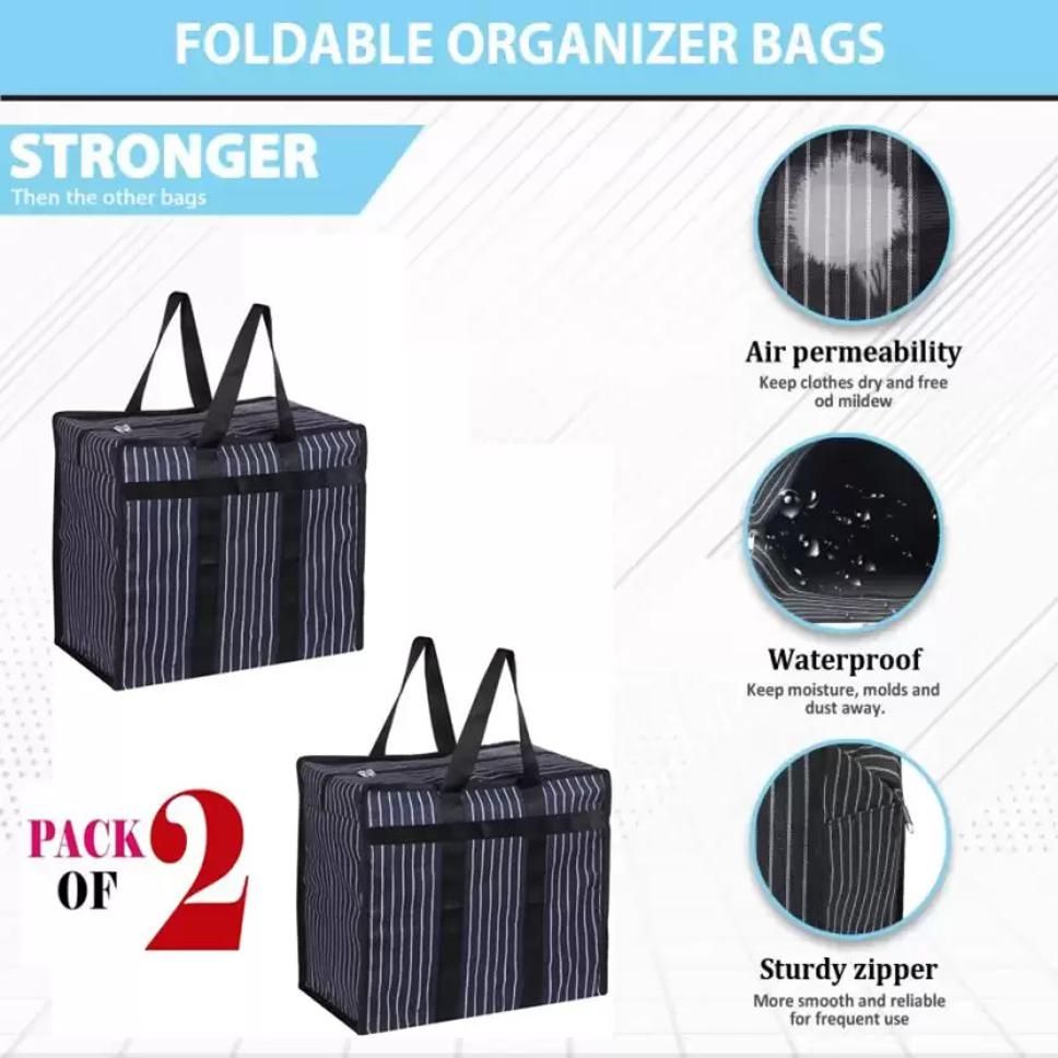 150 L Hand Duffel Bag - Multipurpose Clothes Storage Grocery Vegetable Shopping Covers Zip Bags(PACKOF2) - Multicolor - Large Capacity