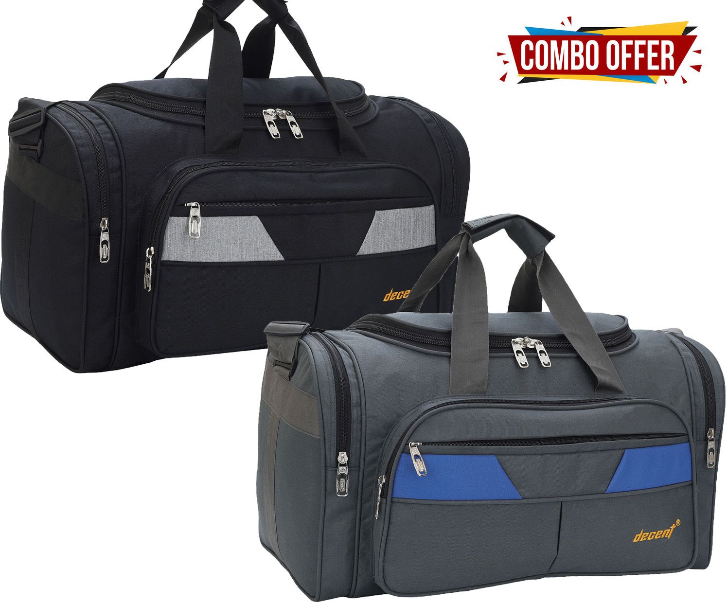80 L Hand Duffel Bag - Grey & Black Combo Luggage Travel Heavy Duty Air bag - Beige - Large Capacity-image-16