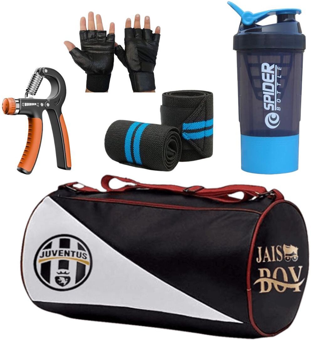 ananya enterprises 15 L Gym Duffel Bag - Combo Set of Bag with Gym Gloves with Wrist Band and shaker Bottle hand gripper - Blue, Red, Orange-picture-27