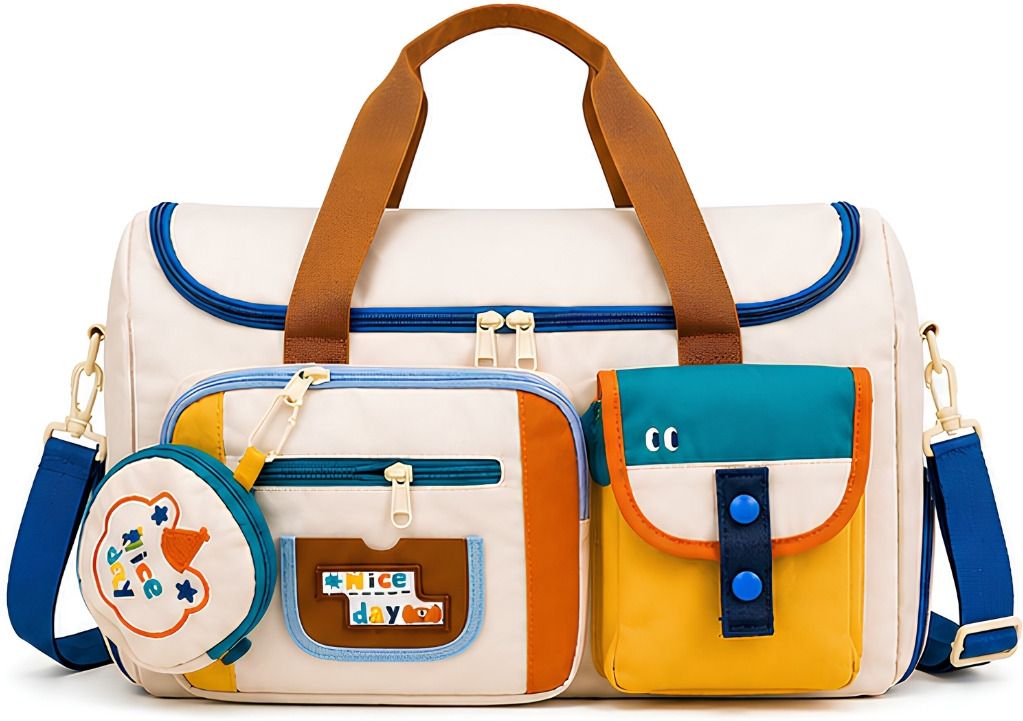 30 L Gym Duffel Bag - Duffle Bag for Women | Travel Tote Gym Weekender Bag with Shoe Pocket BL139 - Beige-image-5