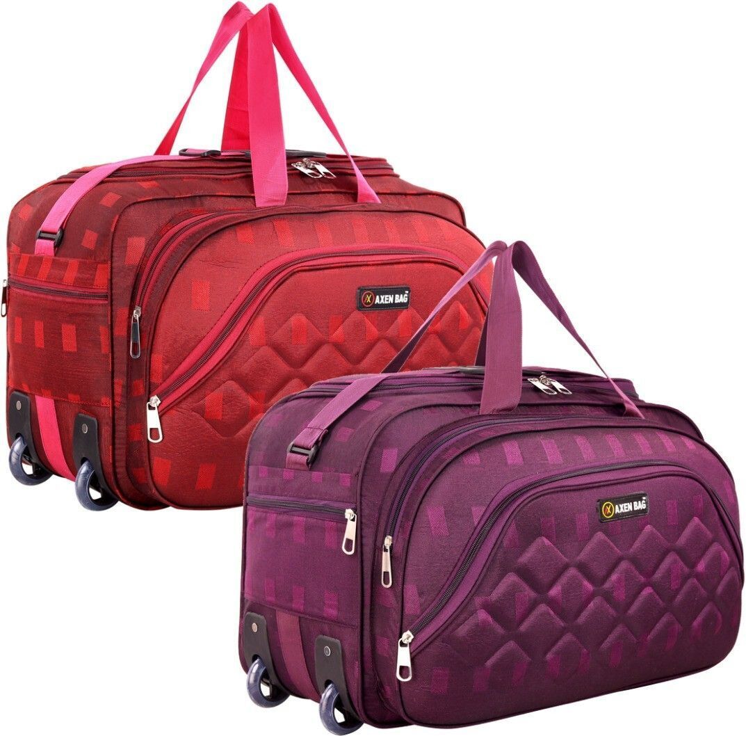 50 L Strolley Duffel Bag - Premium Combo Set of 2, Unisex Travel Bags Light Weight Small Travel Duffel Bag - Purple, Red - Regular Capacity-image-2