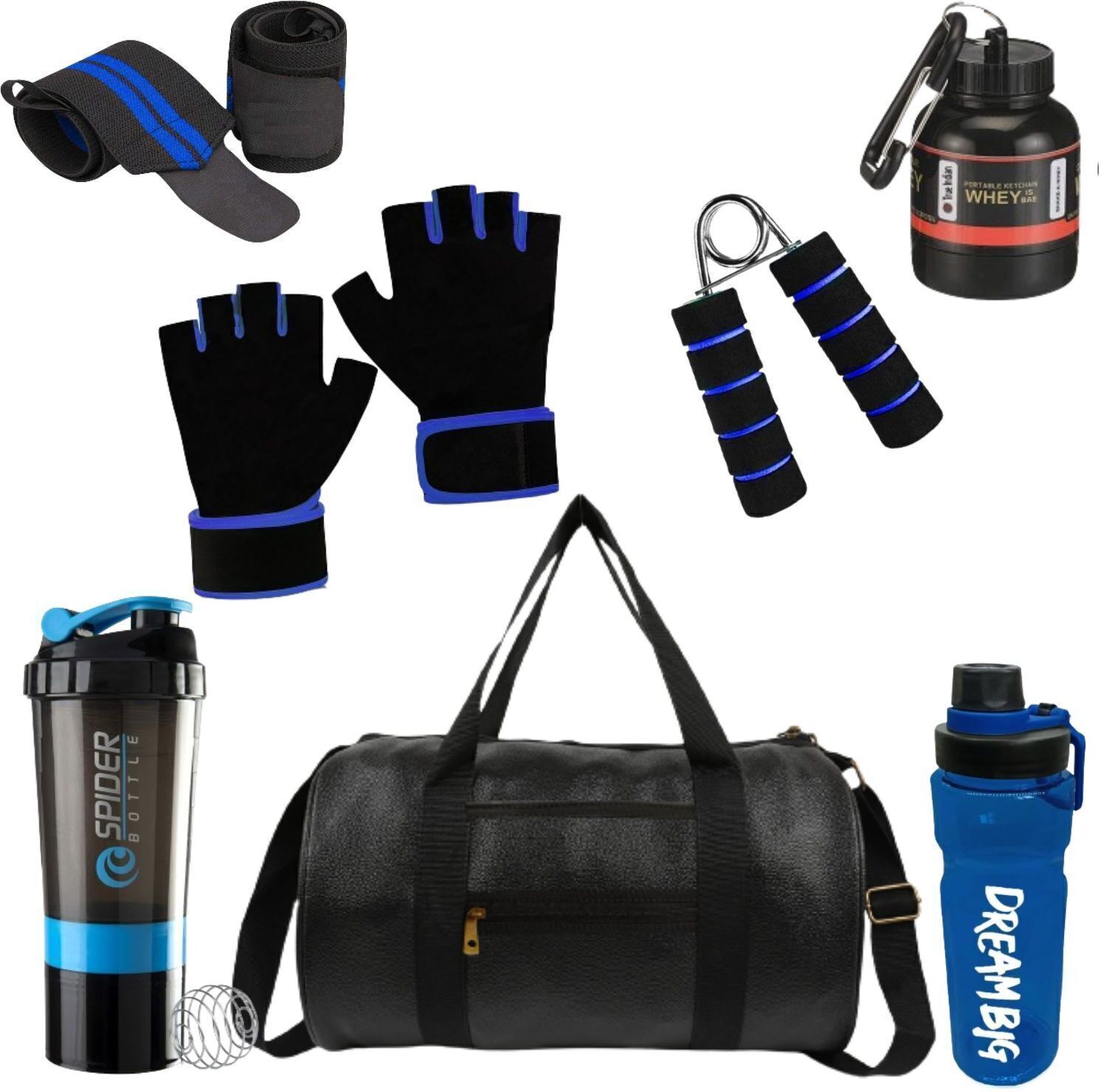 cool indians 20 L Gym Duffel Bag - (2024 New) Gym Bag Combo Gym Accessories Combo Set for Men and Women (Pack of 7) - Blue-picture-25