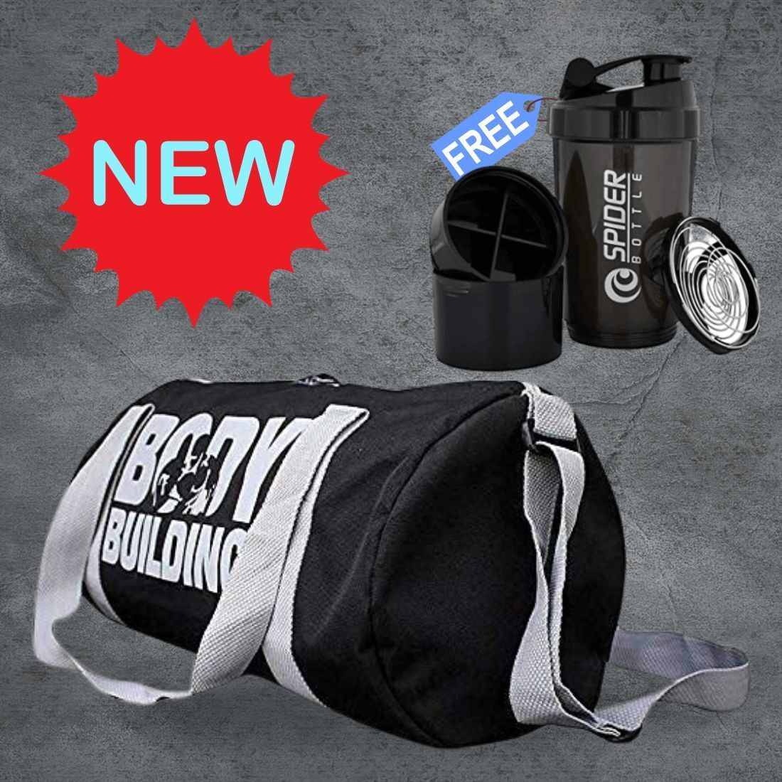 ananya enterprises 30 L Gym Duffel Bag - Gym Bag Whit Free Spider Shekar Bottle For Men and Women - Grey-picture-10