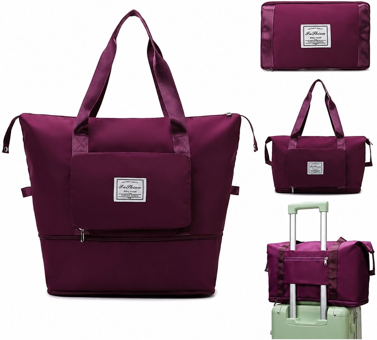 41 L Gym Duffel Bag - Folding Travel Bag Waterproof Travel Luggage Bag For Women Large Capacity Pink - Multicolor-image-31