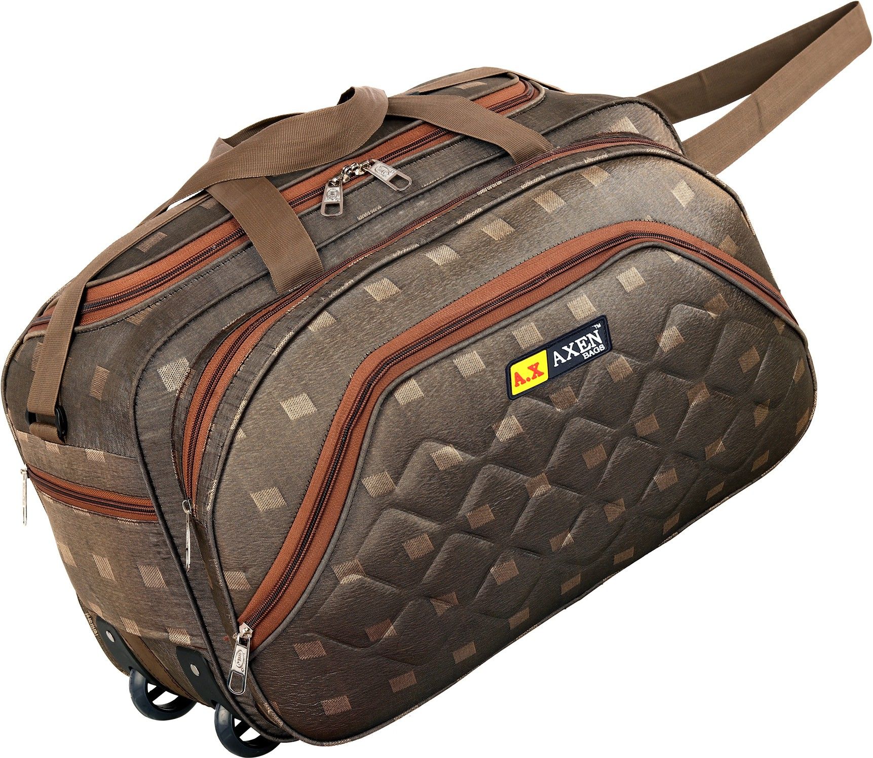 60 L Strolley Duffel Bag - 60 Ltr Duffel Bag - Brown - Large Capacity-image-40