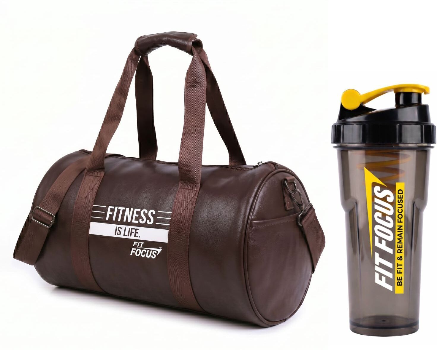 20 L Gym Duffel Bag - Premium Gym Bag and Shaker Combo|Protein Shaker bottle|Gym Fitness Kit|Packof 2 - Brown-image-36