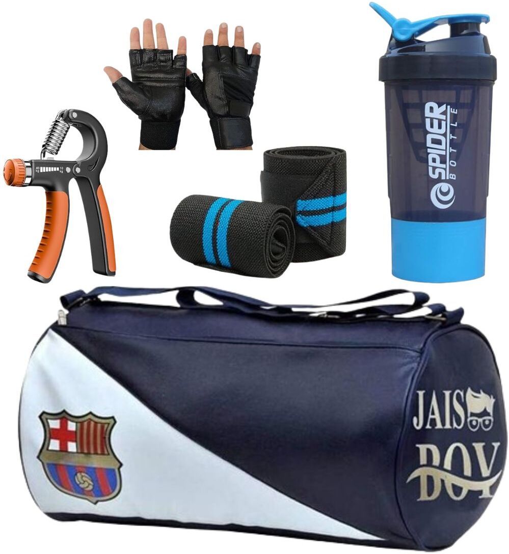 15 L Gym Duffel Bag - Combo Set Gym Bag with Gloves Wrist Band and Shaker Bottle and Hand Gripper - Multicolor-image-17