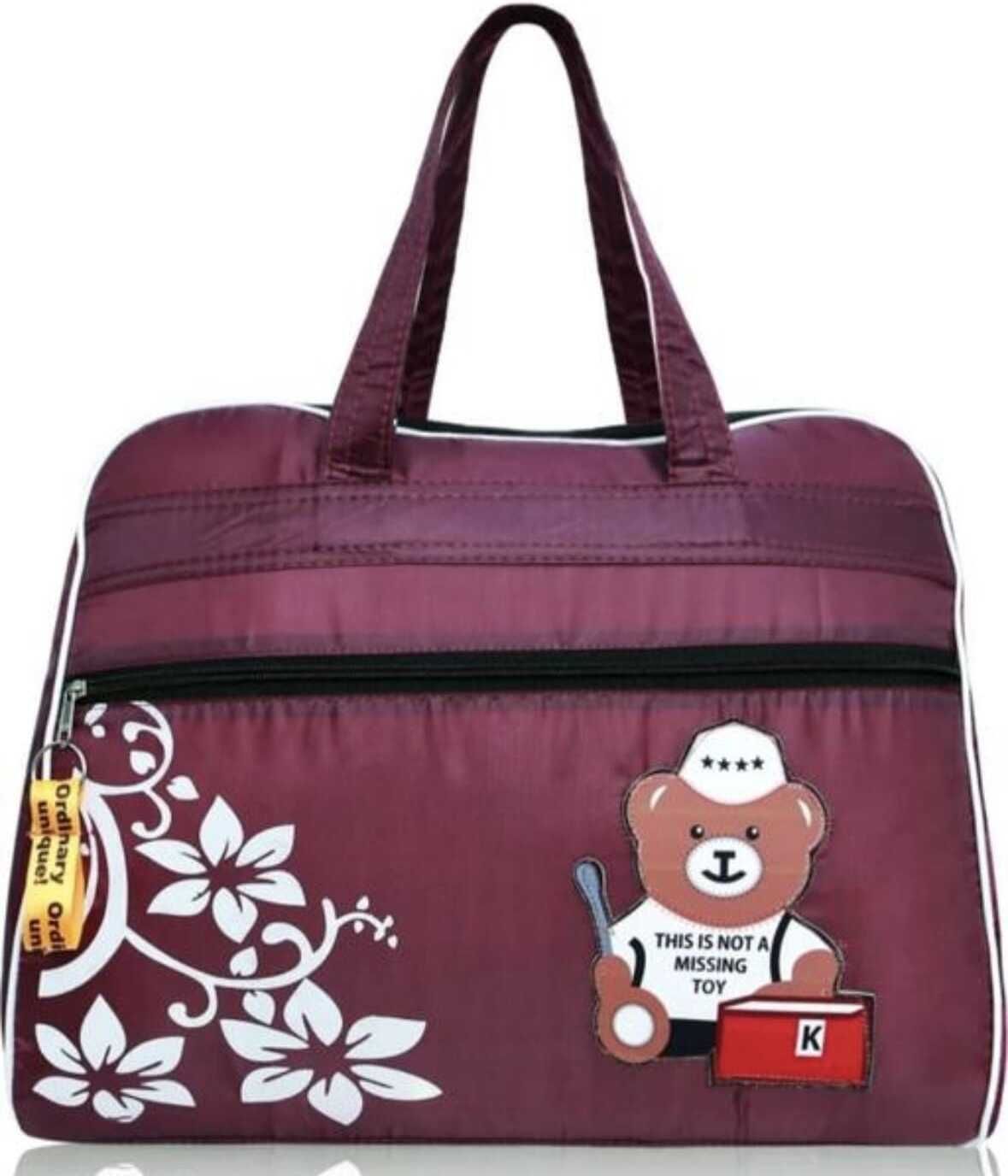 5 L Hand Duffel Bag - Maroon Printed Travel Duffel Bag for Women | Lightweight Weekender Bag - Maroon, Multicolor - Regular Capacity-image-3