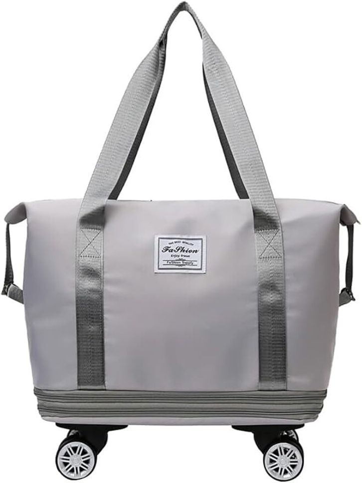 58 L Strolley Duffel Bag - Rolling Duffle Bag with Wheels - Grey - Large Capacity-image-9