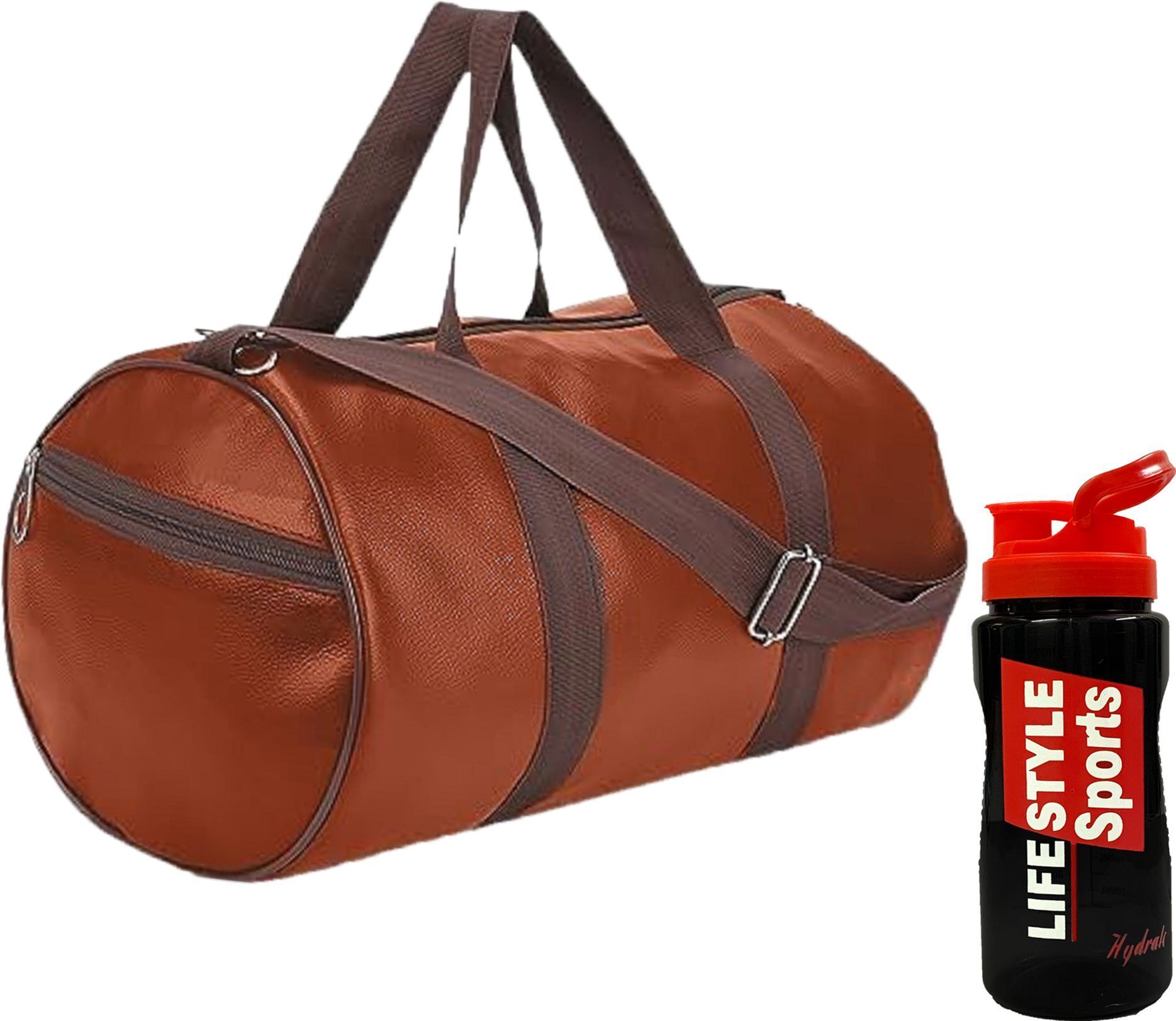 20 L Gym Duffel Bag - Gym Bag Combo With Protein Gallon Bottle Sports Gym Bag Shaker Home Gym Kit - Orange, Red-image-2