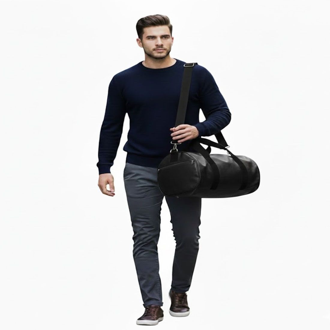 20 L Gym Duffel Bag - Fitness Duffle bag /Shoulder & Gym Leather Bag For Gym Backpack (Messenger Bag) - Black-image-28