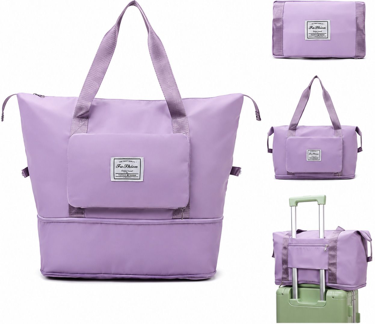 41 L Gym Duffel Bag - Folding Travel Bag Waterproof Travel Luggage Bag For Women Large Capacity Purple - Purple-image-31