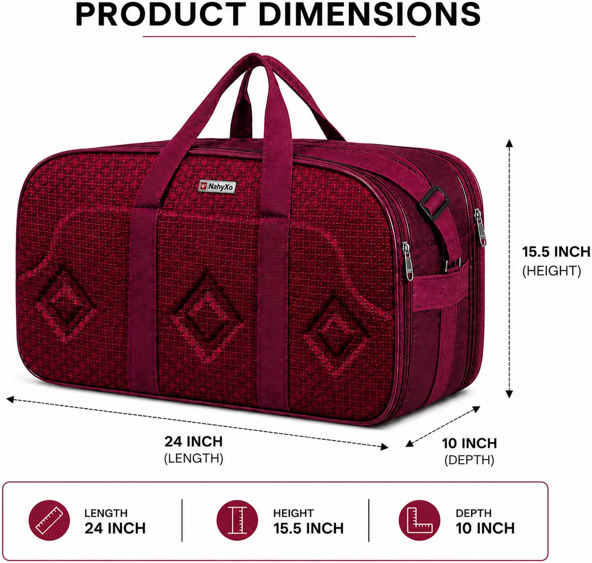 110 L Hand Duffel Bag - 24 Inch Extra Large Size Big Bag For Whole Family Built With Strong Material. - Red - Large Capacity-image-20