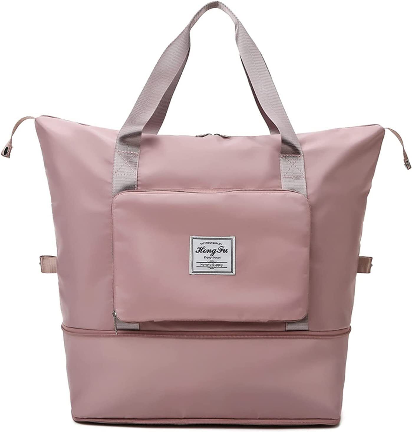25 L Gym Duffel Bag - Foldable & Expandable Weekender Overnight Bag for Women - Pink-image-15