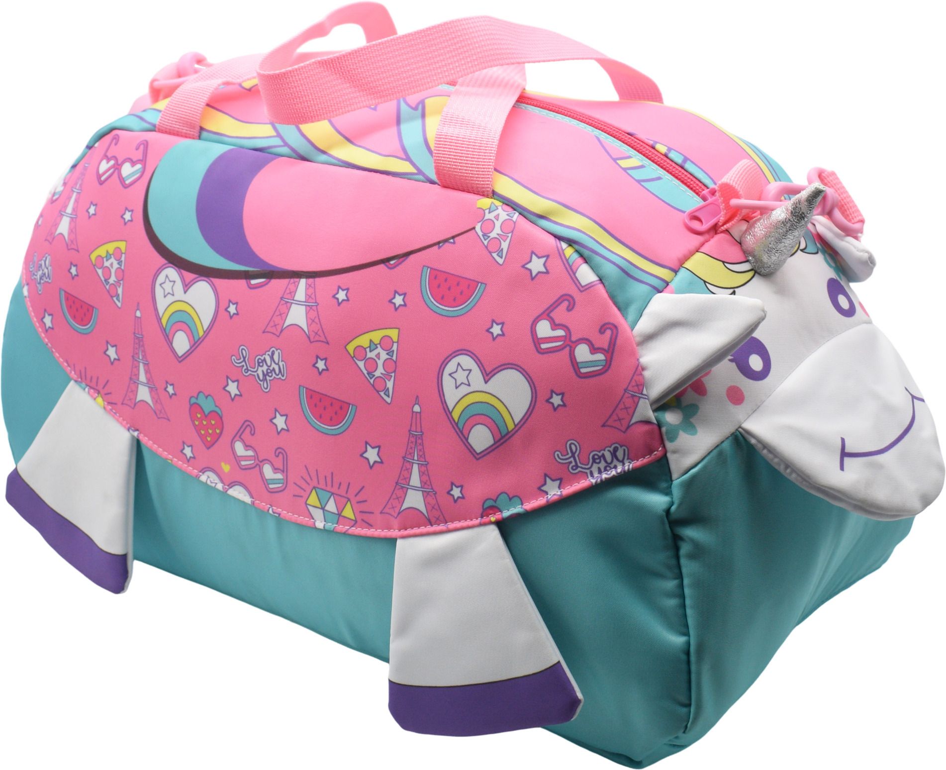 18 L Hand Duffel Bag - 3D Printed Designer Unicorn Duffel Handbag Shoulder Outdoor Picnic Bag - Pink - Regular Capacity-image-3