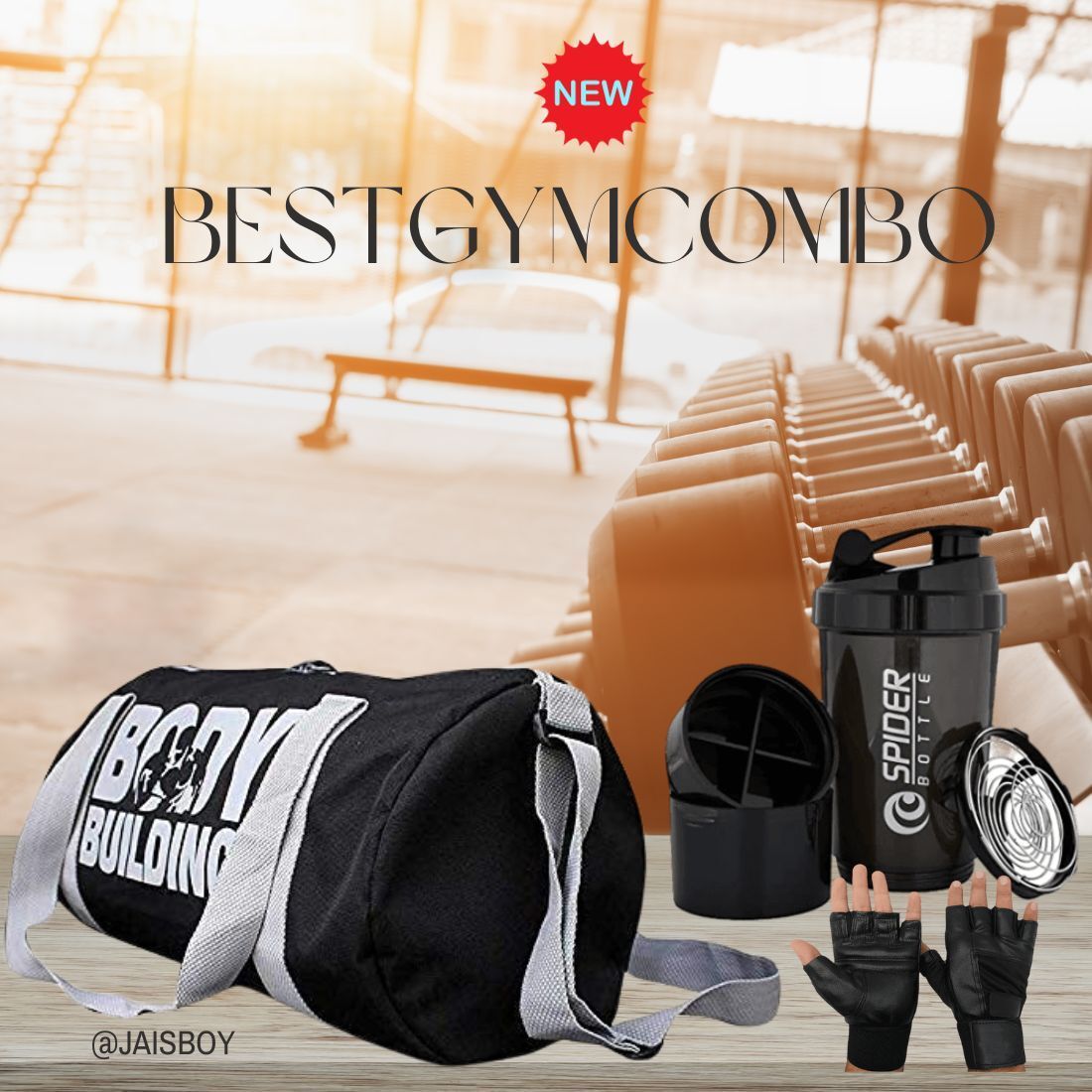 ananya enterprises 15 L Gym Duffel Bag - Sports Combo of Gym Bag Gym Spider shaker bottle with Gloves free size - White-picture-35