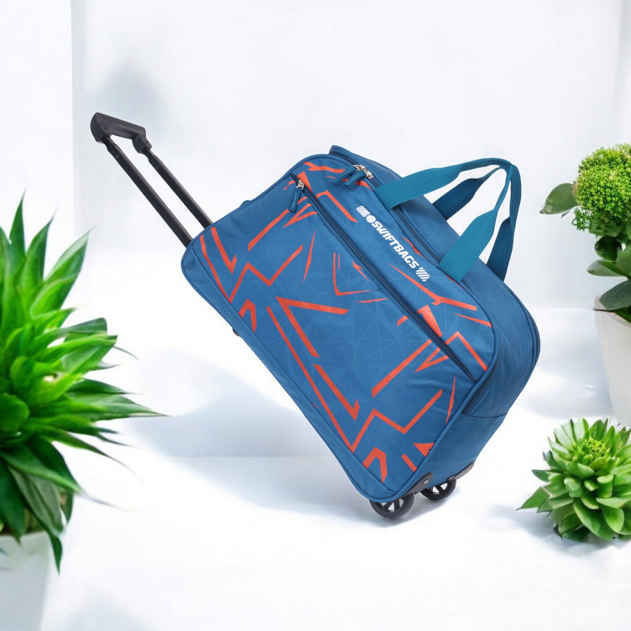 50 L Strolley Duffel Bag - Trendy Durable Cabin Trolley Duffel Bag Lightweight Foldable Stylish Travel Bags - Green - Regular Capacity-image-37