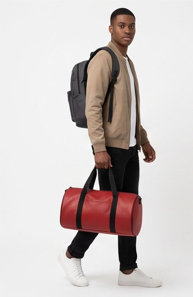 10 L Gym Duffel Bag - Premium Leatherette Duffel Gym & Travel Bag - Red-image-5