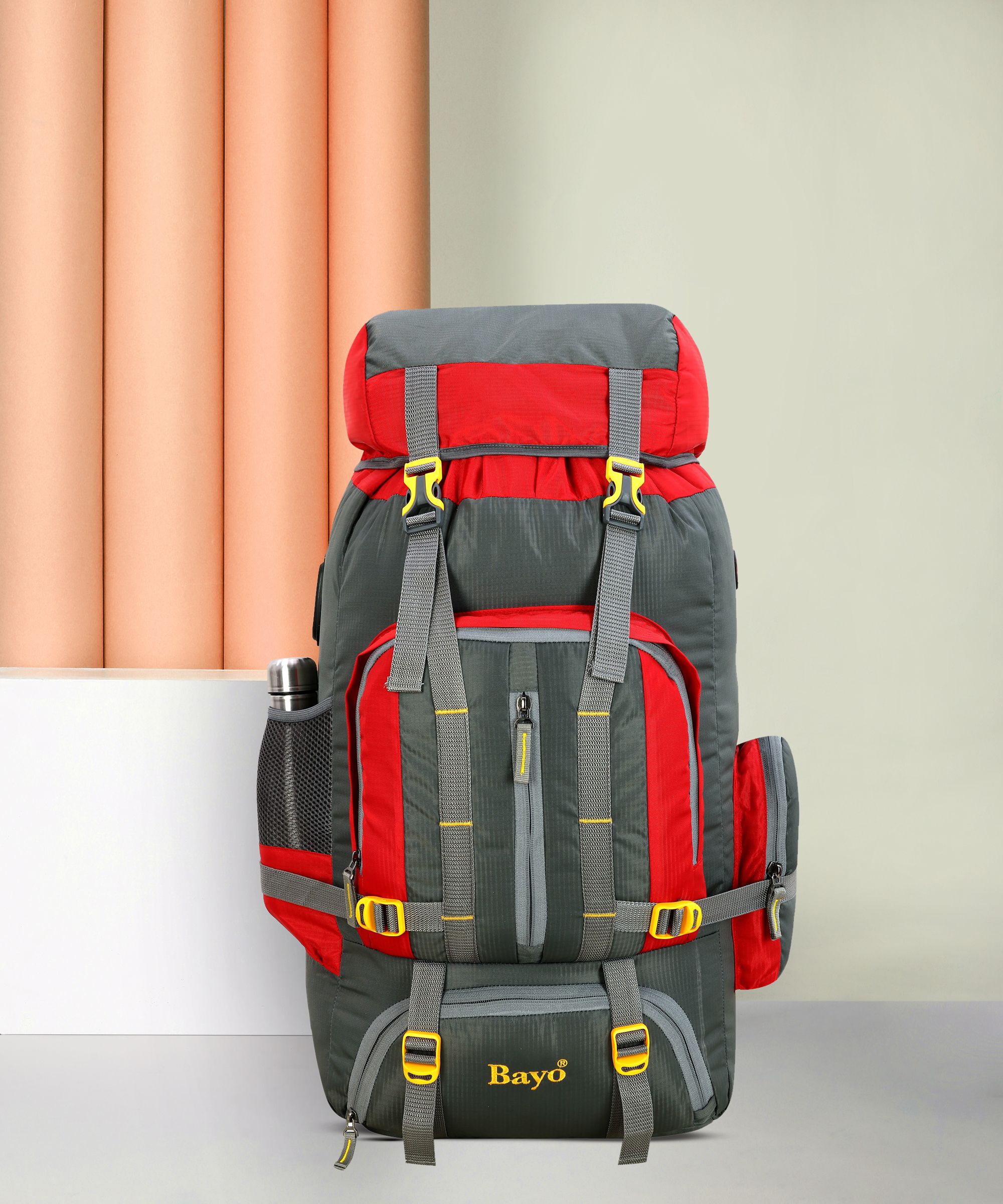 65 L Hand Duffel Bag - Grey 65 Liter 26×14 Inches Water Resistance Travel Backpack for Outdoor Sport mountaineering trekking Camping & Hiking Rucksack Bag - Grey - Large Capacity