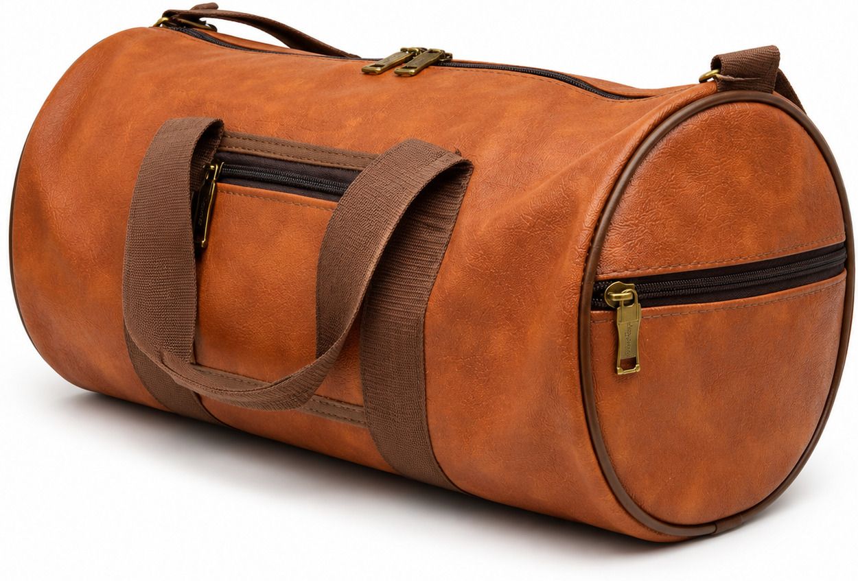 gymmate 25 L Gym Duffel Bag - Premium Brown Gym Duffel Bag for Men & Women | PU Leather Travel Bag - Black-picture-6
