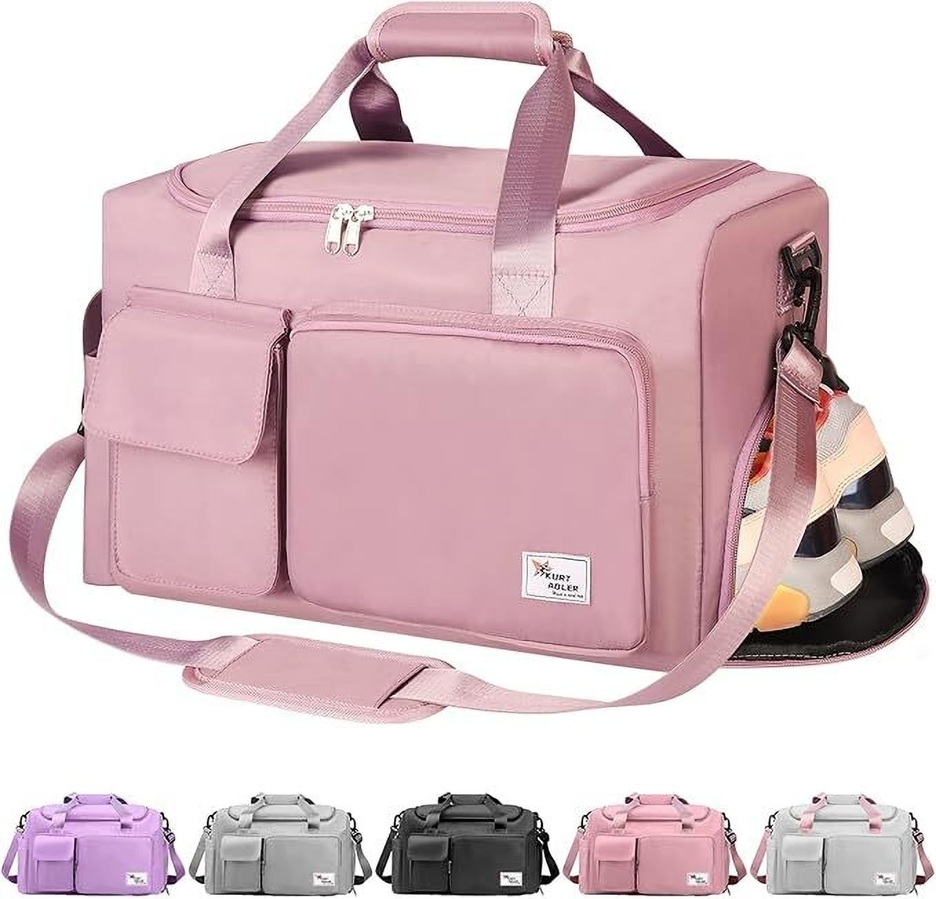 45 L Gym Duffel Bag - Gym bag 45L travel large capacity portable foldable bag, carry luggage - Pink
