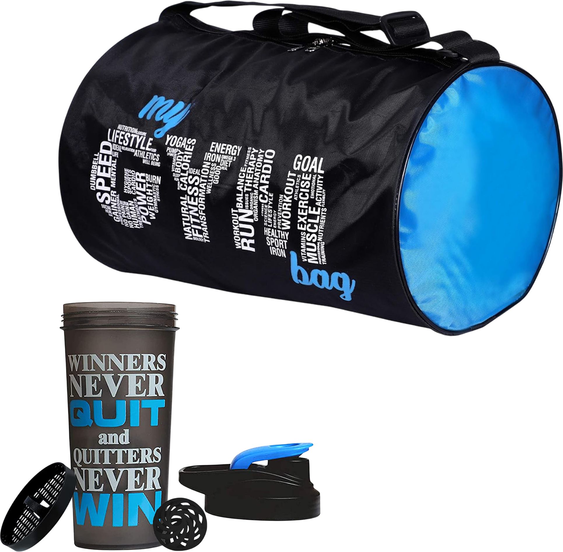 fit focus 20 L Gym Duffel Bag - Premium Gym Bag and Shaker Combo|Adjustable Shoulder Strap|Protein Shaker Bottle - Blue-picture-18