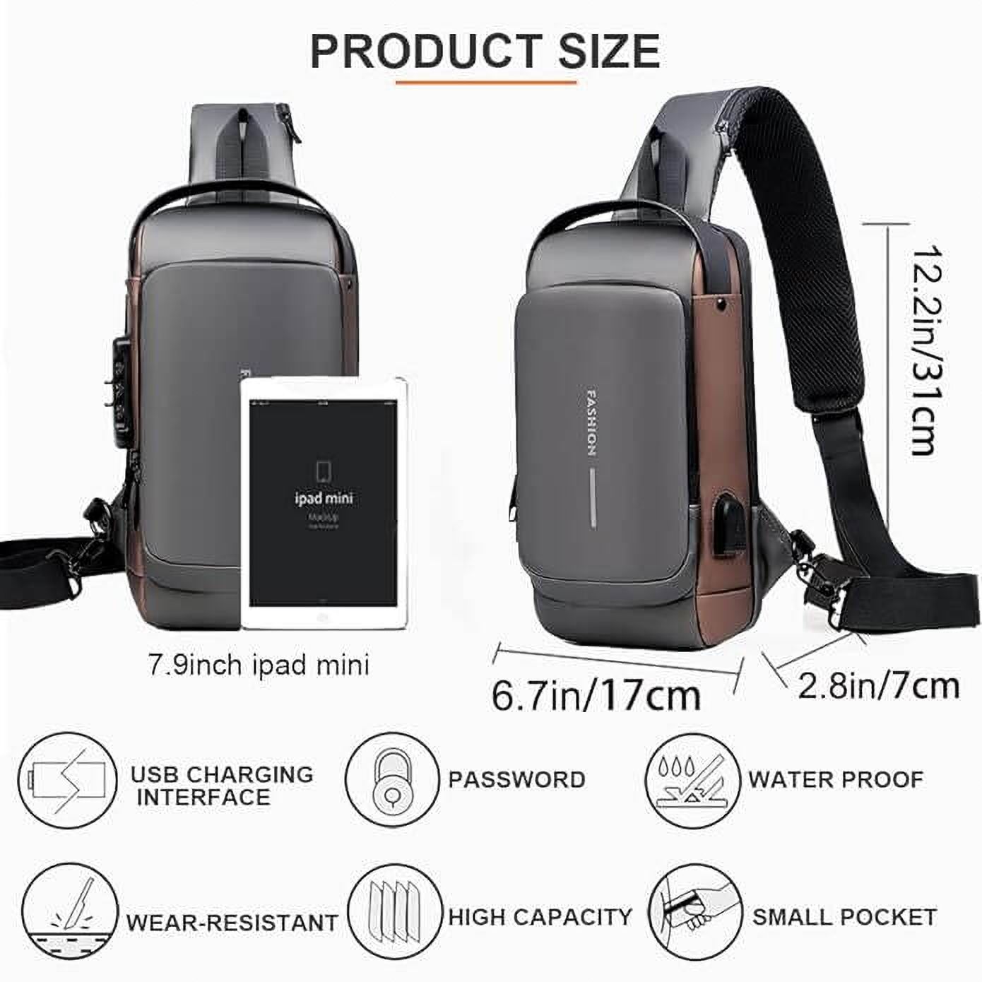 searegal 6 L Gym Duffel Bag - USB Crossbody Backpack Waterproof Chest Shoulder Bag - Multicolor-picture-20
