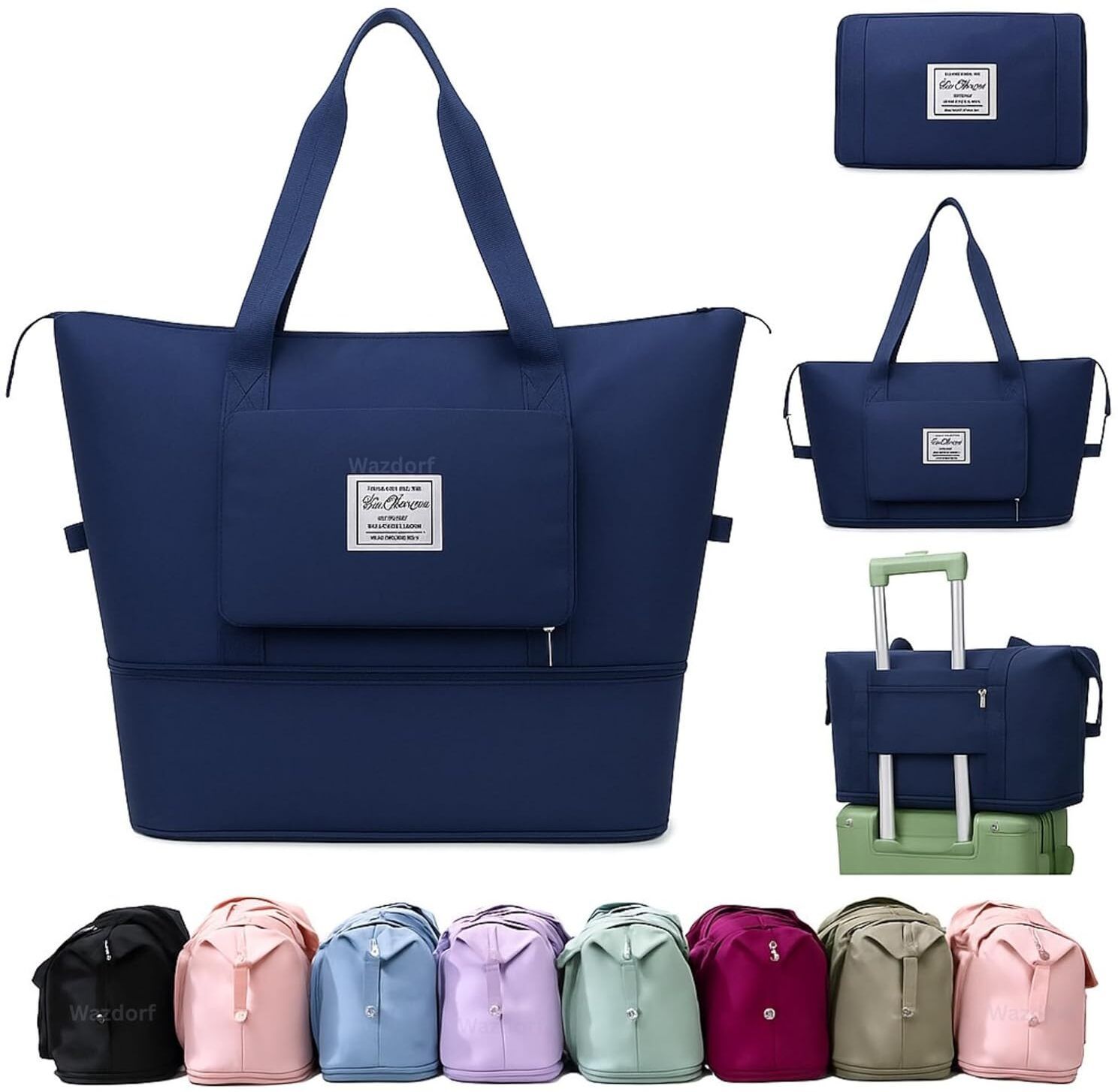 45 L Hand Duffel Bag - Travel Bags Women Duffle Bags for Women Luggage Foldable Vanity Traveling Bag - Blue - Large Capacity-image-28