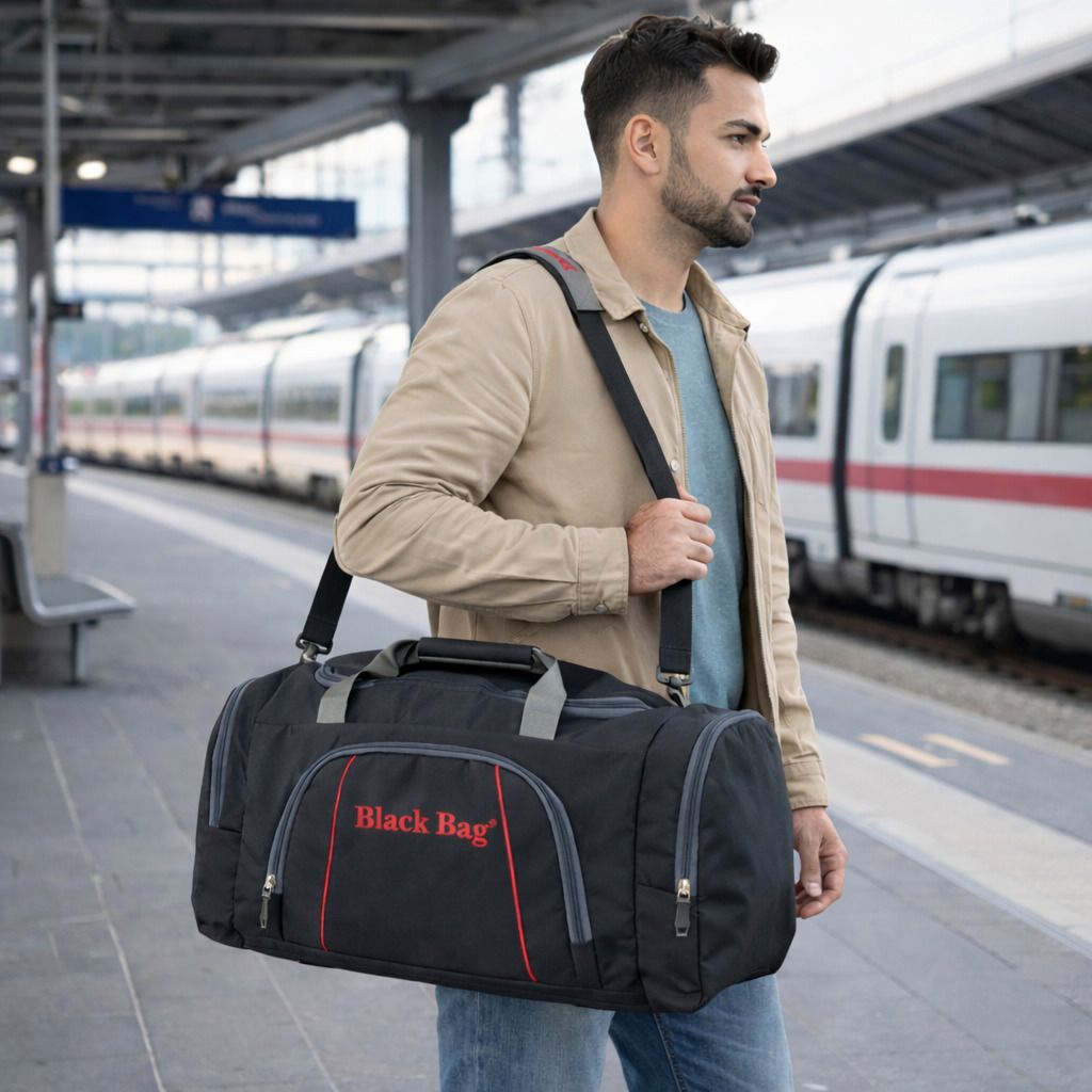 65 L Hand Duffel Bag - Black 22×12 Inch Water Resistance Heavy Long Travel Luggage Bag for Men/Women - Black - Large Capacity-image-0