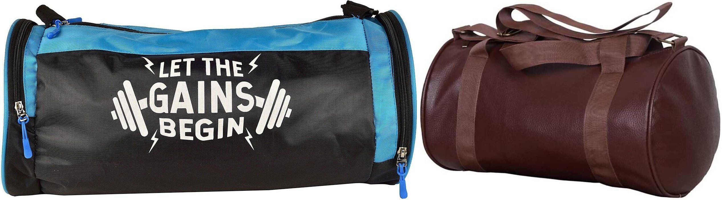 20 L Gym Duffel Bag - DB_premium Let The Gain Begin Gym Bag - Blue, Brown-image-48