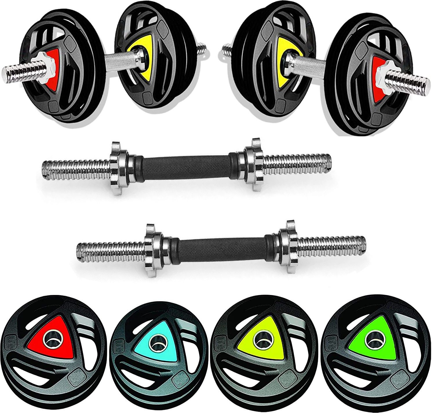ymd 2 kg Professional Metal Integrated Rubber Plates (2.5 KG x 4 + 5KG X 4 = 30 KG). Home Gym Combo-picture-24