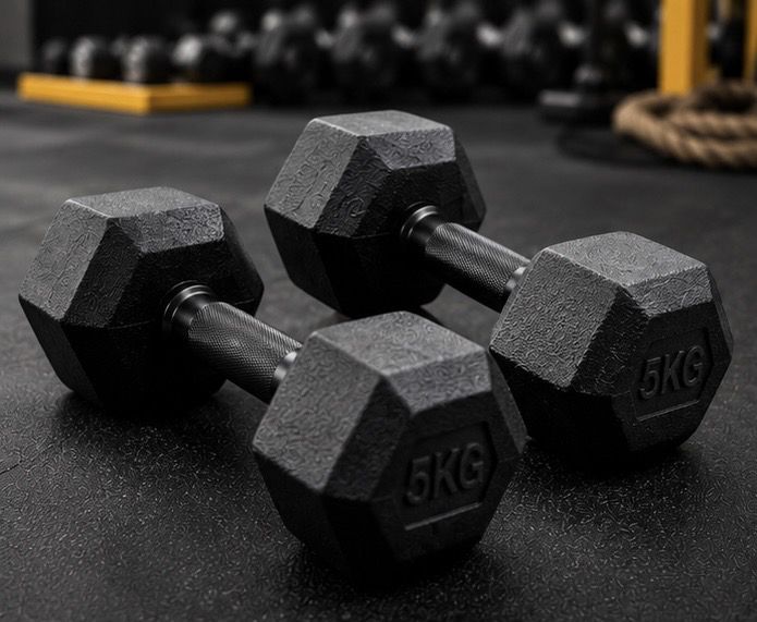 pvc hex dumbbells 5kg pair Fixed Weight Dumbbell-image-2