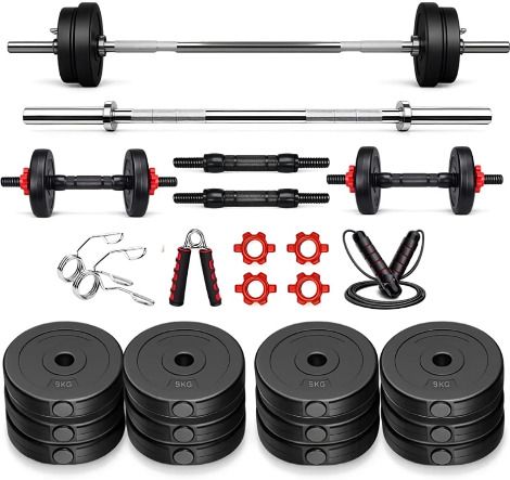 30 kg 30KG-3ftcurl + straight rod,dumbbell rod,pvc plates(5kg*4/2.5kg*4) Home Gym Combo-image-39