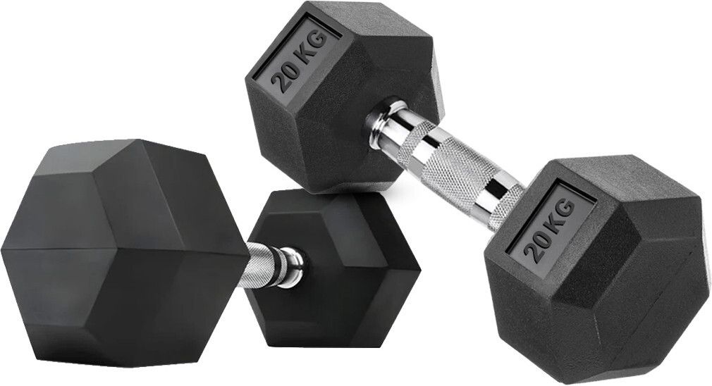 houseofcommon Professional HEX Shape Premium Quality Rubber Fixed Weight (20kg*2) Home Gym Combo-picture-36