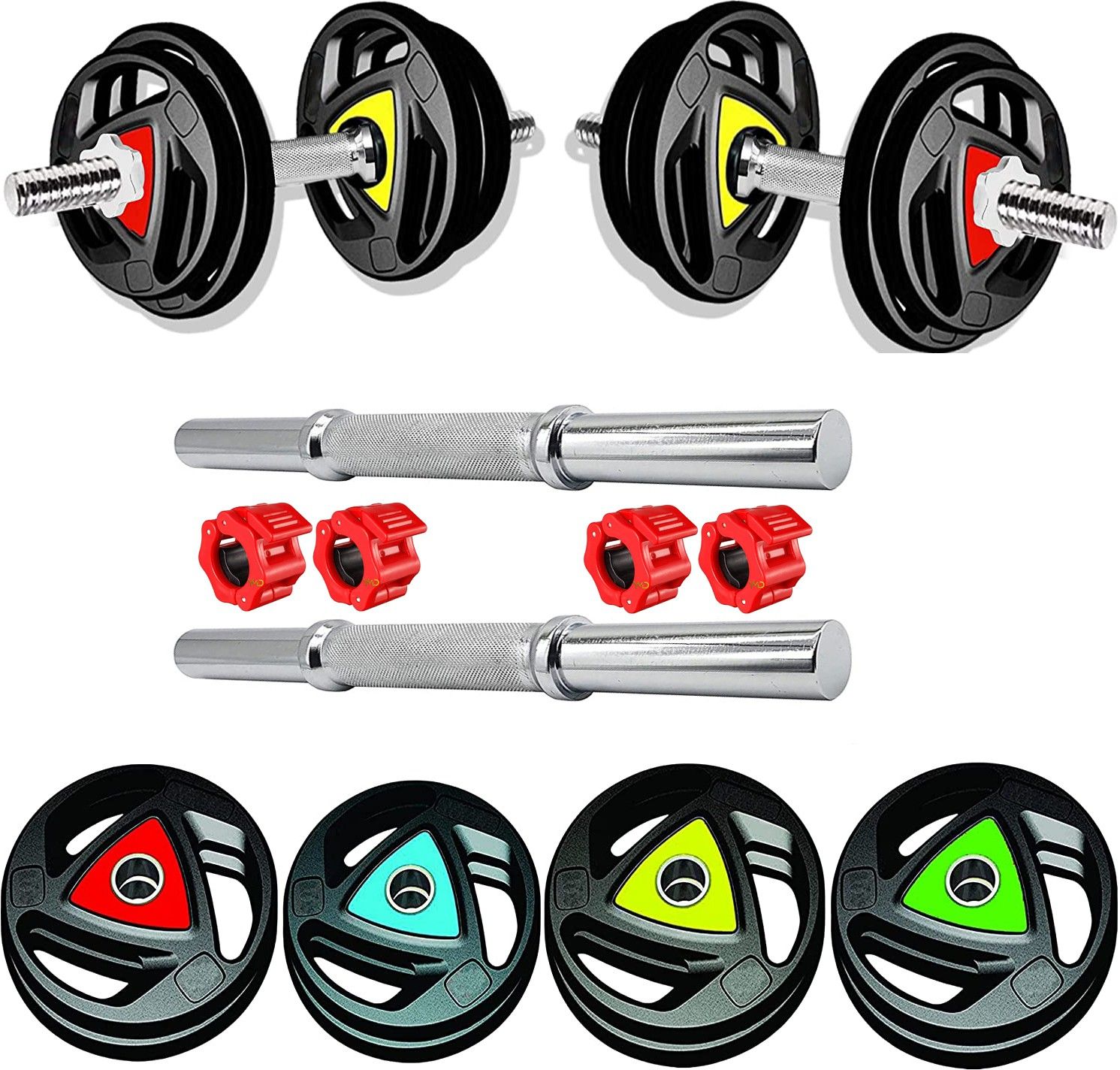 ymd 0.2 kg Professional Rubber Plates 30KG (2.5 KG X 4 + 5 KG X 4 = 30 KG) Combo Home Gym Combo-picture-34