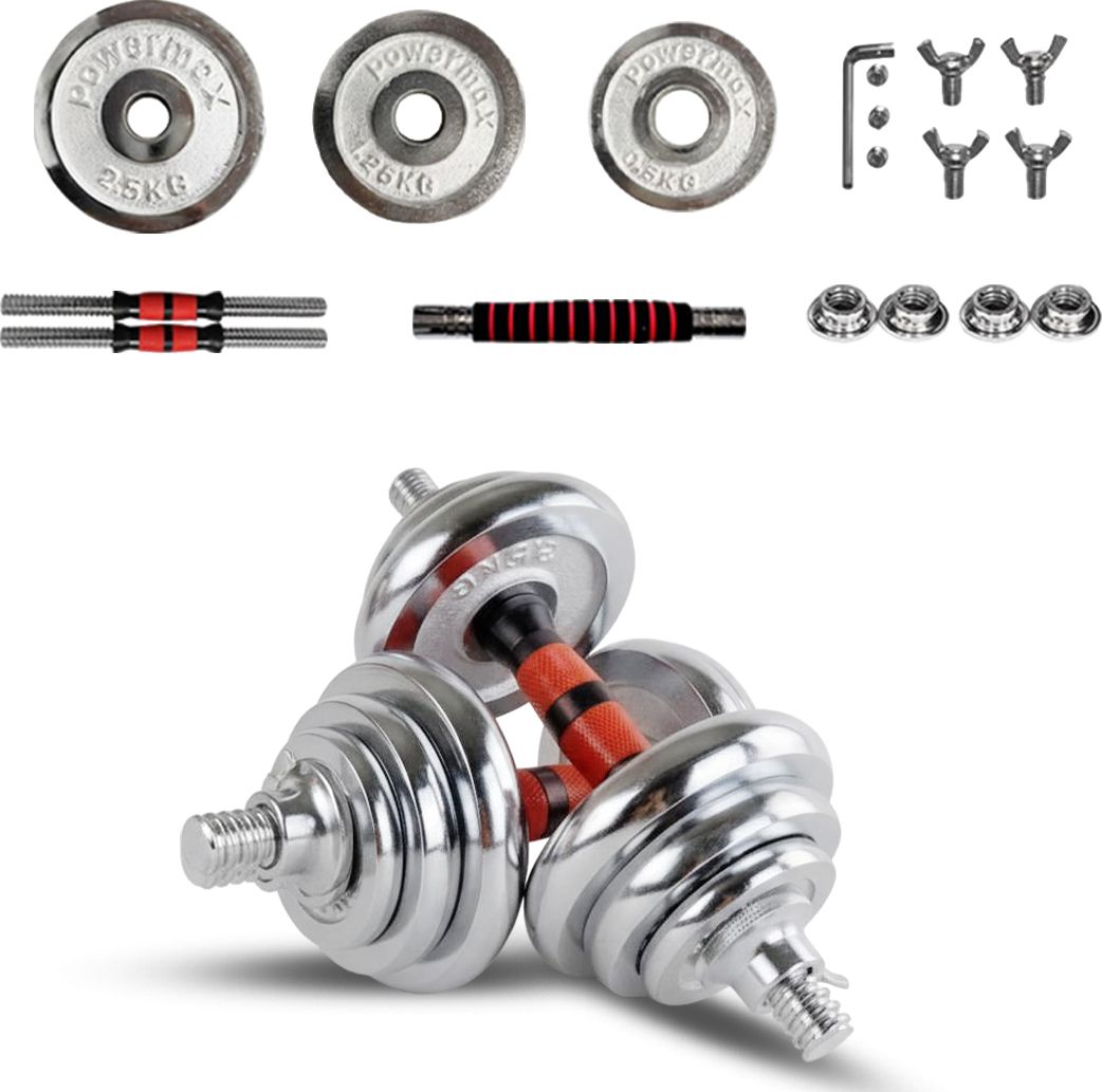 powermax fitness 1.3 kg PDS-30C Chrome Iron Dumbbells Set Home Gym Combo-picture-26