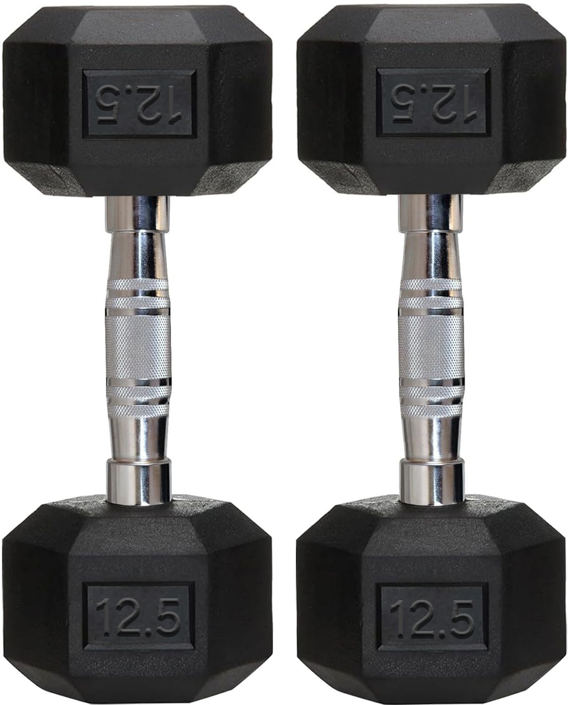 2.275 kg 12.5 kg Pair Of Rubber Coated Hexa Dumbbell Set For Men & Women Hex Dumbbells Home Gym Combo-image-38