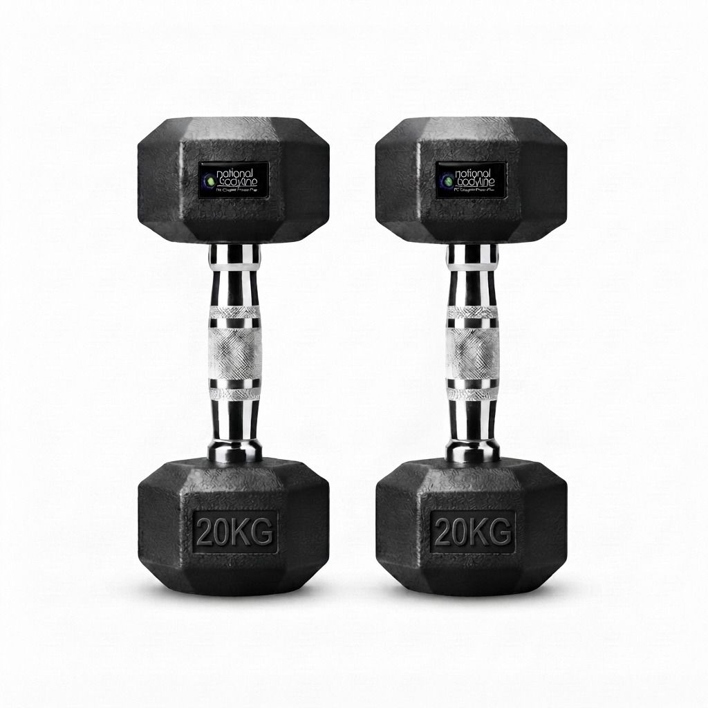 Hex Rubber Coated Dumbbells Pair - 20 Kg Fixed Weight Dumbbell-image-45