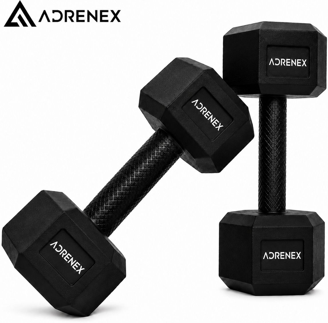 Black PVC Hex Dumbbell Set, Pair of 1 Hex Dumbbell (4KG x 2 Dumbbells) Fixed Weight Dumbbell-image-46