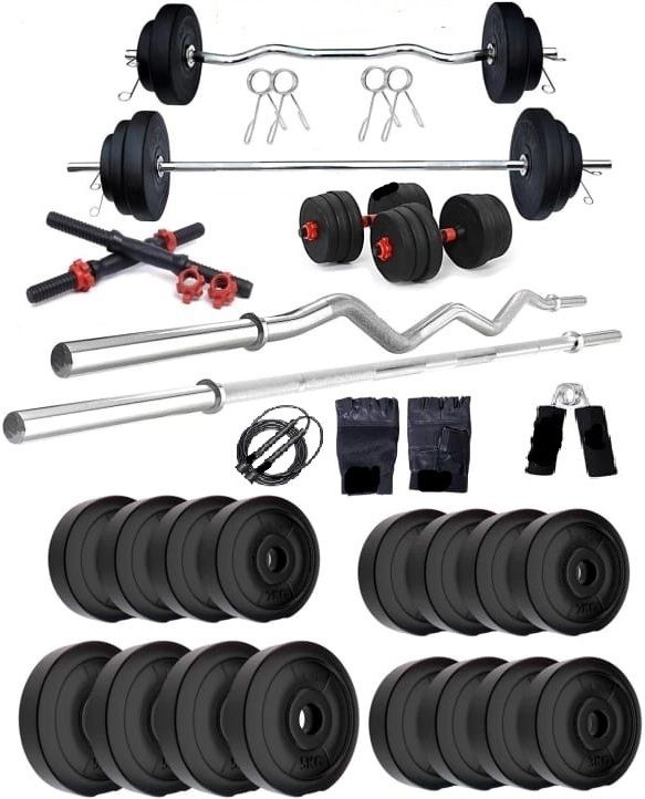 40 kg 40 KG HOME GYM WITH 3 FT STRAIGHT ROD + 3 FT CURL ROD + DUMBBELL ROD +ACCESORIES Home Gym Combo