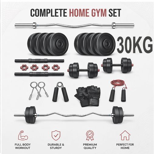 SPORTS & FITNESS 30kg Home Gym Dumbbell Set + 3ft BARBELL & Fitness Accessories Adjustable Dumbbell-image-24