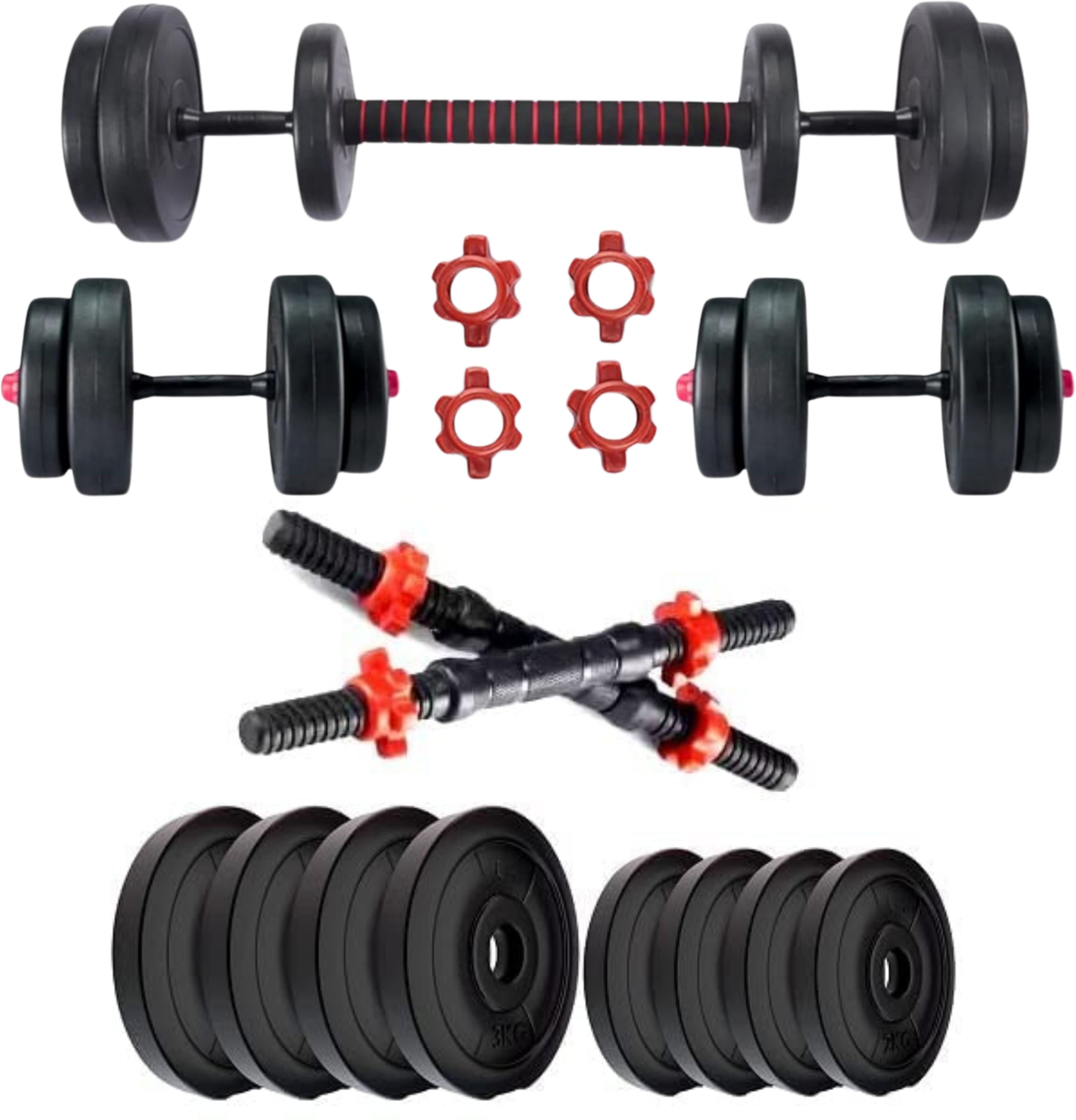 jasmine 10 kg 10kg PVC Dumbbell Combo | 4x 2.5kg Plates,Rods & Connector Home Gym Combo-picture-33